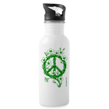 Blossom Peace Symbol - Water bottle with straw - white - Right