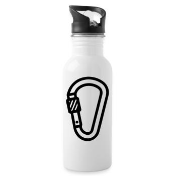 Karabiner Symbol Klettern - Trinkflasche mit integriertem Trinkhalm - Weiß - Rechts