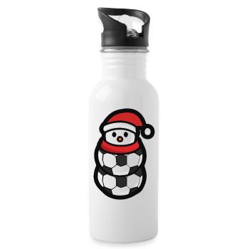 Soccer Snowman Christmas Sports - Water bottle with straw - white - Right