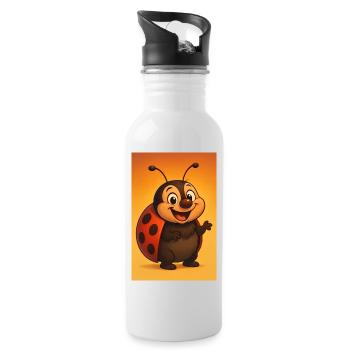 Laughing ladybug at sunset - Water bottle with straw - white - Right