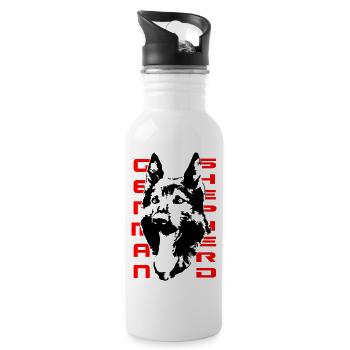 Beautiful German Shepherd Head - Water bottle with straw - white - Right