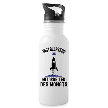 Employee of the Month Installer Best Man - Water bottle with straw - white - Right