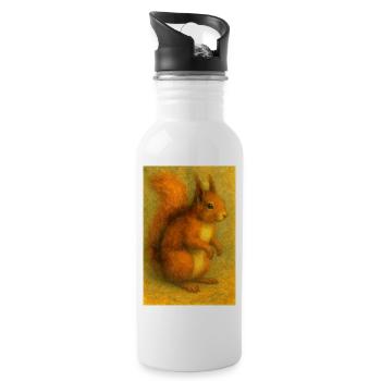 Écureuil roux dans une peinture à l’huile classique - Gourde avec paille intégrée - blanc - Droite