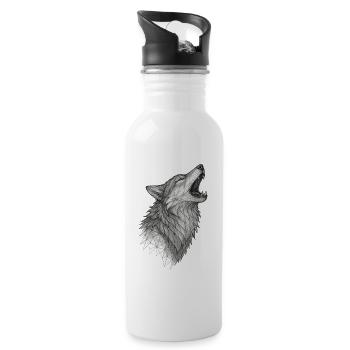 Tête de loup géométrique en hurlement - Gourde avec paille intégrée - blanc - Droite