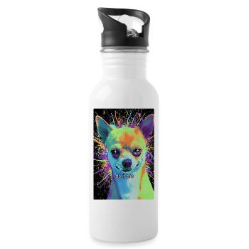 Chihuahua Pop Art Coloré - Gourde avec paille intégrée - blanc - Droite