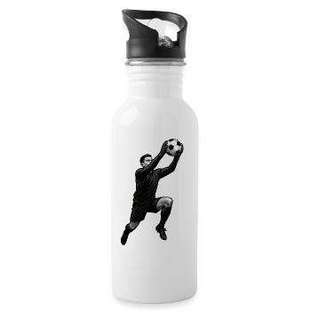 Illustration d’attaque de beach-volley, monochrome - Gourde avec paille intégrée - blanc - Droite