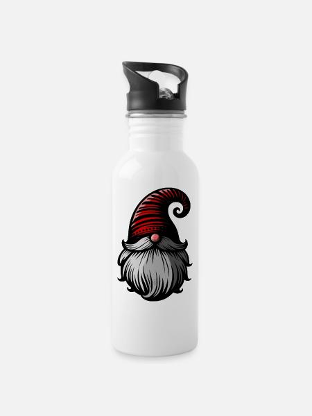 Elfe de Noël nordique. Gnome. Elfe de Noël. - Gourde avec paille intégrée - blanc