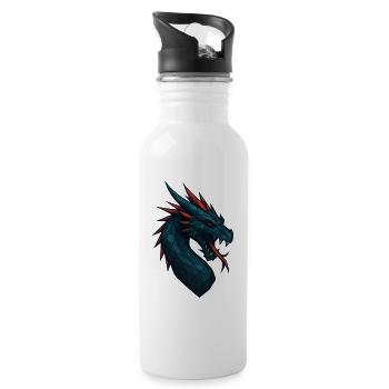 Geometrischer Drachenkopf Blaurot - Trinkflasche mit integriertem Trinkhalm - Weiß - Rechts
