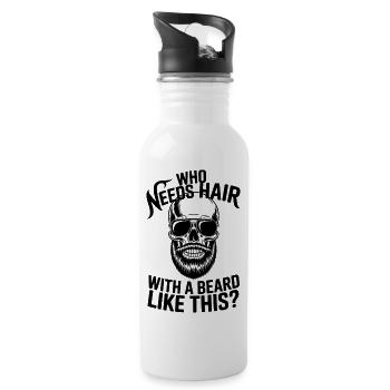 Who Needs Hair With A Beard Like This Bart Glatze - Water bottle with straw - white - Right