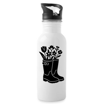 Bottes de printemps avec des fleurs - Gourde avec paille intégrée - blanc - Droite