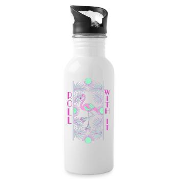 Roll With It Flamingo - Water bottle with straw - white - Right
