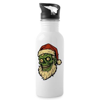 Santa Claus Zombie Horror Humor Holiday - Water bottle with straw - white - Right