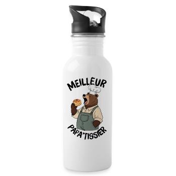 Bester Konditor Papa - Trinkflasche mit integriertem Trinkhalm - Weiß - Rechts