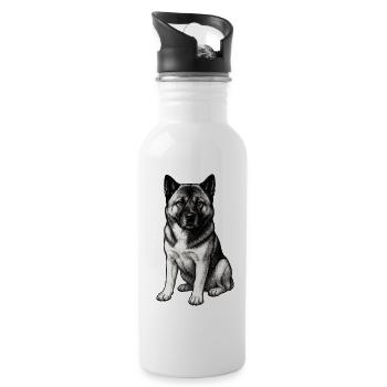 American Akita Holly - Trinkflasche mit integriertem Trinkhalm - Weiß - Rechts