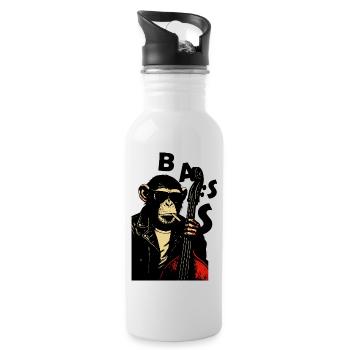 Monkey Bass Rebel - Trinkflasche mit integriertem Trinkhalm - Weiß - Rechts
