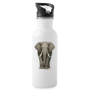 Éléphant majestueux dans des illustrations détaillées - Gourde avec paille intégrée - blanc - Droite