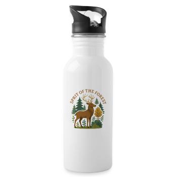 Deer in the Forest: Spirit of the Forest - Water bottle with straw - white - Right