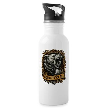 Bear with Equality for All - Water bottle with straw - white - Right