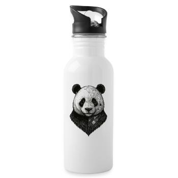 Panda Semi Geometric Technology - Water bottle with straw - white - Right
