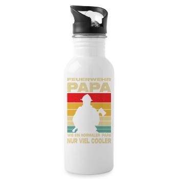 Firefighter Gifts Fire Brigade Rescue Service - Water bottle with straw - white - Right