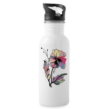 Blume - Trinkflasche mit integriertem Trinkhalm - Weiß - Rechts