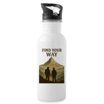 Silhouette de randonneur de montagne Trouve ton chemin - Gourde avec paille intégrée - blanc - Droite
