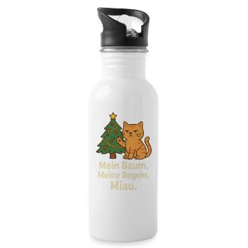 Mon sapin. Mes règles. Miaou. – Humour félin - Gourde avec paille intégrée - blanc - Droite