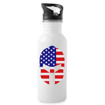 Spartanischer Helm USA - Trinkflasche mit integriertem Trinkhalm - Weiß - Rechts