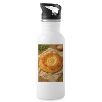 Sesamring-Brot - Trinkflasche mit integriertem Trinkhalm - Weiß - Rechts
