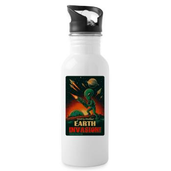 RétroPoster de l’Invasion de la Terre Extraterrestre - Gourde avec paille intégrée - blanc - Droite