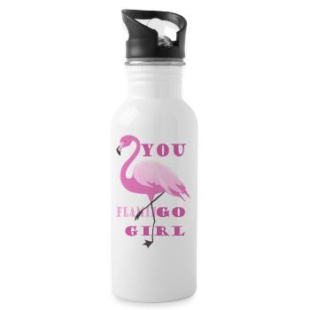 Flamingo Girl Style Statement - Water bottle with straw - white - Right