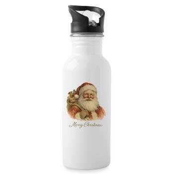 Joyeux Noël Père Noël - Gourde avec paille intégrée - blanc - Droite