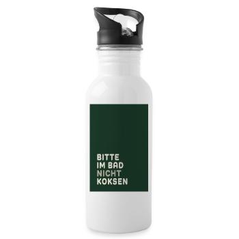 Minimal Statement – Dark Green & Cream Design - Trinkflasche mit integriertem Trinkhalm - Weiß - Rechts