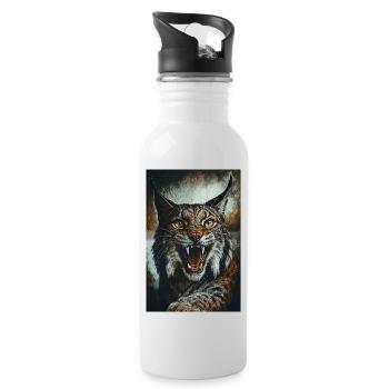 Wildcat in anger - Water bottle with straw - white - Right