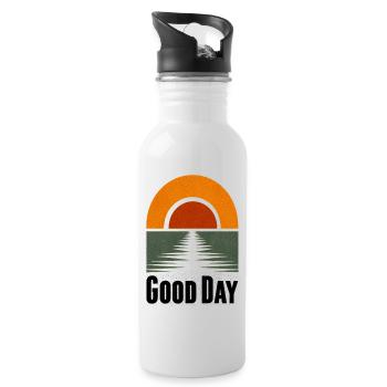 Sonnenuntergang am See Good Day - Trinkflasche mit integriertem Trinkhalm - Weiß - Rechts