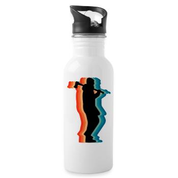 Retro Holzfäller Holzfäller Axt Silhouette Gif - Trinkflasche mit integriertem Trinkhalm - Weiß - Rechts