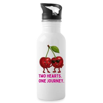 Two Hearts One Journey - Water bottle with straw - white - Right