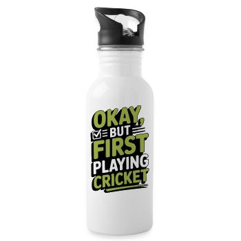 Lustiges Kricket Spruch Vintage Cricket Spiel - Trinkflasche mit integriertem Trinkhalm - Weiß - Rechts