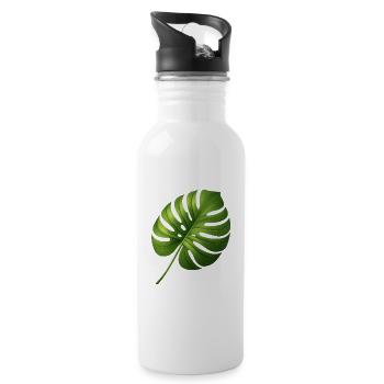 Feuille de Monstera Scintillant Vert Tropical - Gourde avec paille intégrée - blanc - Droite