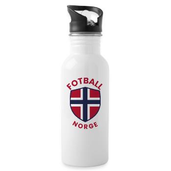 Norway Football Shield in Flag Color - Water bottle with straw - white - Right
