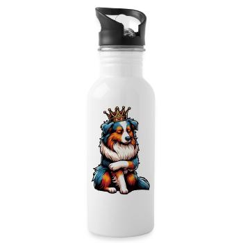 Australian Shepherd Aussie Aussiebesitzer Aussies - Trinkflasche mit integriertem Trinkhalm - Weiß - Rechts