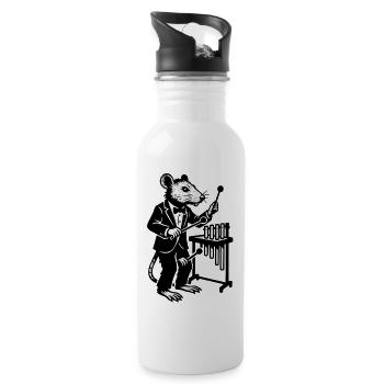 Rat in a tuxedo lab music - Water bottle with straw - white - Right