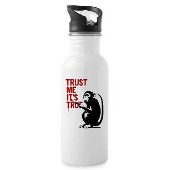 Trust Me It’s True Monkey Graffiti - Trinkflasche mit integriertem Trinkhalm - Weiß - Rechts