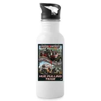 Vintage radial Engine - Water bottle with straw - white - Right