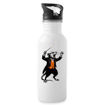 Ratte als Dirigent im Smoking - Trinkflasche mit integriertem Trinkhalm - Weiß - Rechts