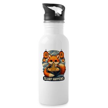 Fox Ramen Slurp Happens - Water bottle with straw - white - Right