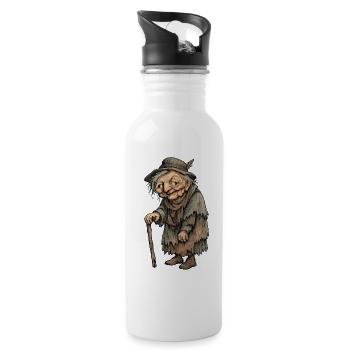 Walking Old Woman with Creaking Stick - Water bottle with straw - white - Right