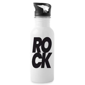 Stacked Rock Typografie - Trinkflasche mit integriertem Trinkhalm - Weiß - Rechts
