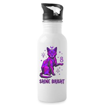 8. Geburtstag Mystische Katze - Trinkflasche mit integriertem Trinkhalm - Weiß - Rechts