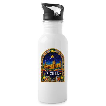 Sicilia palermo - Trinkflasche mit integriertem Trinkhalm - Weiß - Rechts